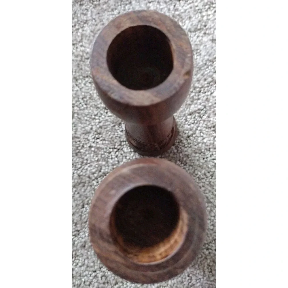 Lot of 2 MCM Wooden Tapered Candlestick Holders 6